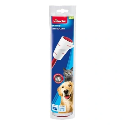 Imagen de Vileda Pet Pro Rodillo Quitapelusas Amplio y cómodo de Usar Mango ergonómico Hojas Removibles para Muebles, Ropa Juguetes Suaves.