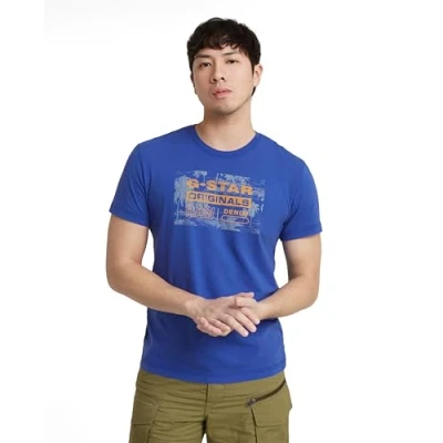 Imagen de G STAR RAW Framed Palm Originals R T Camiseta, Azul Radar Blue D24682 c506 1474, XS Hombres