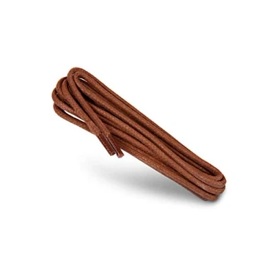 Imagen de Kaps Cordones Redondos Encerados, de 100% algodón natural, Elegantes para Zapatos Vestir y Diario, Hecho en Europa (75 cm 4 a 5 pares ojales / 49 Cognac)
