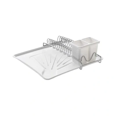 Imagen de Avilia Escurridor con barreño, portacubiertos y Rejilla para Platos Escurreplatos de Fregadero Que Ahorra Espacio, Resistente a la oxidación, 31 x 35 12 cm