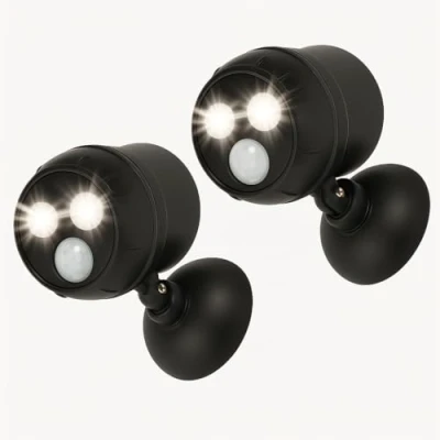 Imagen de Proxinova Focos LED exterior, Luz Exterior con Sensor de Movimiento 1000 Lúmenes, 2 Piezas, Funciona baterías, 360 Rotación + 100 Inclinación, Foco compacto y Fácil Montar