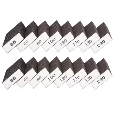 Imagen de 16 esponjas de lija, 36/60/80/100/120/150/180/220, grano papel lija madera, lijadora mano, lavable, reutilizable para lijar, pulir metal, arena