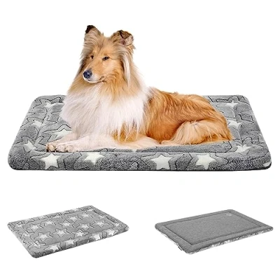 Imagen de EMPSIGN Alfombra De Cama para Perro, Reversible (Fresco y Caliente), Colchón Perro Lavable, Impermeable Perros con Funda Extraíble, Gris, XXL, 122 * 76 2.8cm