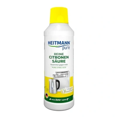 Imagen de HEITMANN pure Ácido cítrico puro: descalcificador líquido orgánico para cocina y baño, limpiador antical de ingredientes 100% naturales, apto alimentos biodegradable, 500 ml