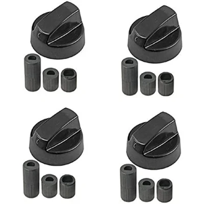 Imagen de Jpshop Kit de 4 pomos cocina para horno universales con adaptadores 6 7 8 mm, color negro