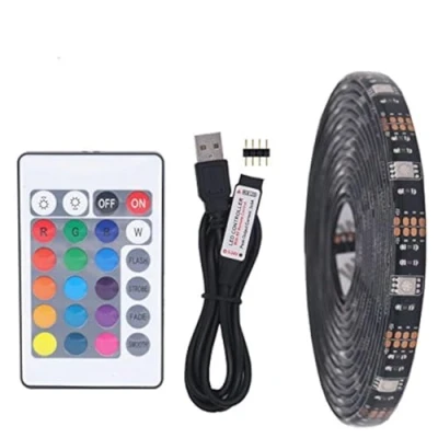 Imagen de Luz de tira LED RGB USB,5 metros 30leds/m 5V 5050 Colorido Lame con Control remoto 24 teclas para TV Iluminación fondo,Luz cinta,Cocina Lighting Decor Tape Lámpara Strip