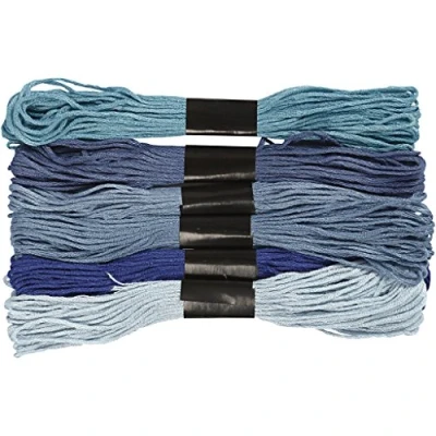 Imagen de Hilo para punto de cruz y bordado (1 mm, 6 piezas), tonos color azul