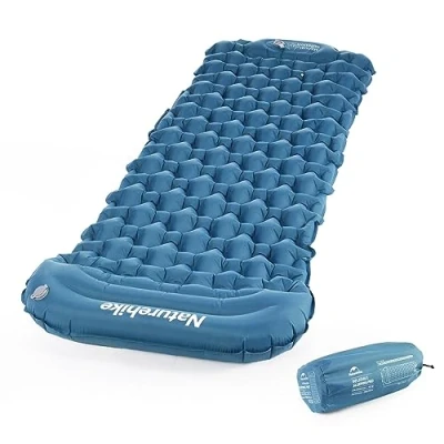 Imagen de Naturehike Esterilla de Camping Autoinflable 6.5CM Espesor Colchoneta Hinchable Aire con Almohada Ultraligera Plegable al Libre para Dormir Bomba Pie (Azul)