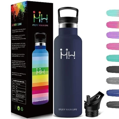 Imagen de HoneyHolly Botella Agua Acero Inoxidable 500ml Termica Sin BPA, 12H Caliente/24 Frío, para Niños &amp; Adultos, Deporte, Oficina, Yoga, Ciclismo