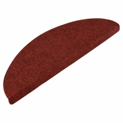 Imagen de vidaXL Alfombrilla Autoadhesiva de Escalera 15 uds, Alfombra Antideslizante Escalera, Protector Peldaño, Tela Rojo 56x17x3 cm