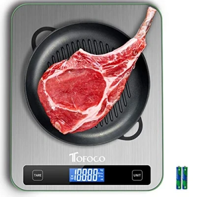 Imagen de báscula digital de cocina 20 kg/44 lb, cocina, electrónica doméstica con superficie extra grande, alta precisión para alimentos, pantalla LCD cristal seguridad grande y tara