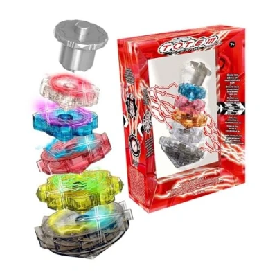 Imagen de Cefa Toys Totem Infernal Power, 5 Peonzas Eléctricas Apilables con LED de Colores, Apto para Niños a Partir 7 años