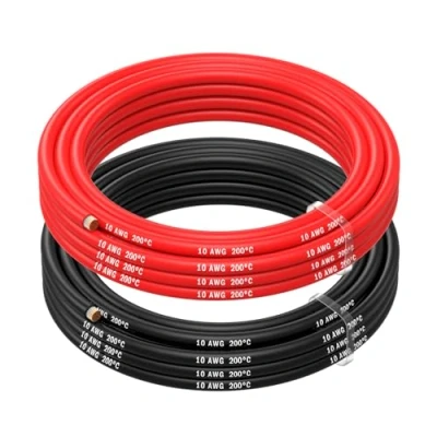 Imagen de MMOBIEL Cables de batería rojo y negro 10 AWG 6 mm² 2,5 m / 8,2 pies longitud. Pinzas conexión a con 1050 hilos eléctricos silicona: para drones, camiones turismos.