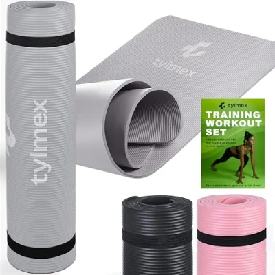 Imagen de Tylmex Esterilla Yoga Antideslizante 0.8 mm Mat de NBR Ecológico y Grueso Incluye Guía Entrenamiento Colchoneta Gimnasia Fitness para Pilates Extra Gruesa Fácil
