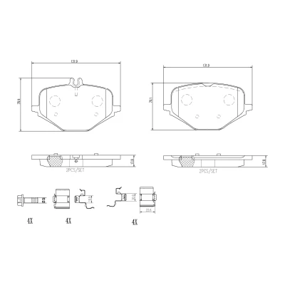 Imagen de BREMBO P 65 052 Juego de pastillas freno preparado para indicador desgaste Chapa antichirridos sin accesorios