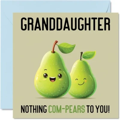 Imagen de tarjetas de cumpleaños para nieta, Nothing Com Pears, divertida tarjeta nieta abuelos, regalos felicitación 145 mm x