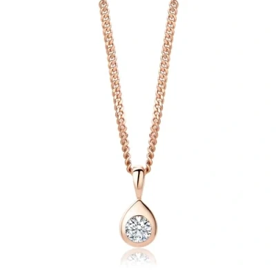 Imagen de Miore Colgante de Mujer con Circón en Plata Ley 925 bañado Oro Rosa 18K 750, Punto Luz moderno diseño Cadena hipoalergénica. Grumetta Larga Cm 45