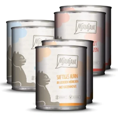 Imagen de MjAMjAM comida húmeda premium para gatos paquete de prueba, 6 (6 x 800 g), sin cereales con carne extra