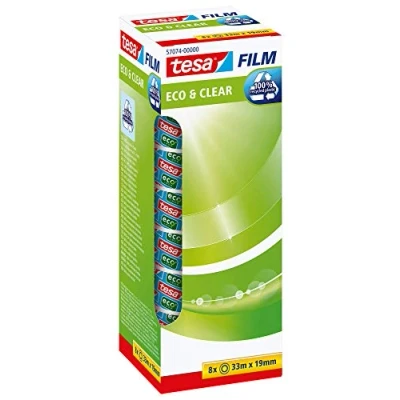 Imagen de Cinta adhesiva tesafilm Eco&amp;Clear (19 mm x 33 m, 8 rollos), transparente