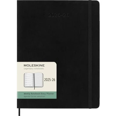 Imagen de Moleskine Weekly Planner 2025 2026, Agenda Semanal 18 Meses Con Espacio para Notas, Tapa Suave y Cierre Elástico, Formato XL 19 x 25 cm, Color Negro