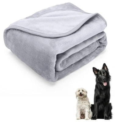 Imagen de Nobleza Manta Suave de Felpa para Perros Gatos y Otras Mascotas Lavable Color Gris 75x75cm