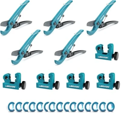 Imagen de Libraton Cortadores 0 31mm, 5 Juegos de Cortatubos Plástico para PEX, PVC, PPR, PVC con Cortador Tubos Cobre 3 a 22 mm, Cintas PTFE 10 Metros