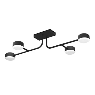 Imagen de Eglo LED lámpara de techo Clavellina, luminaria regulable con 4 focos, barra focos minimalista, candil acero en negro y plástico blanco, luz blanco cálido