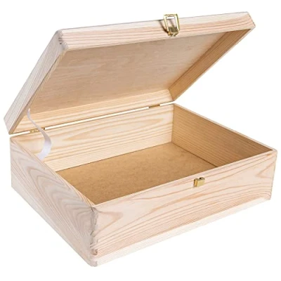 Imagen de Creative DECO XL Grande Caja Madera Decorativa Almacenaje con Tapa y Cierre 40 x 30 14 cm (+/ 1cm) Cofre Decoración Decoupage Navidad Objetos, Juguetes, Documentos EN Bruto SIN LIJAR