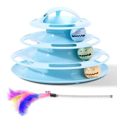 Imagen de Nobleza Juguete para Gatos, Juguetes Interactivo con Diseño de Torre 4 Pelotas 3 Niveles, Interactiva Gato