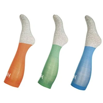 Imagen de HKM 578011940070, Calcetines microcot Ton Colour Juego de 3, Hombre, Azul (Blau/Grün/Orange), 41 43