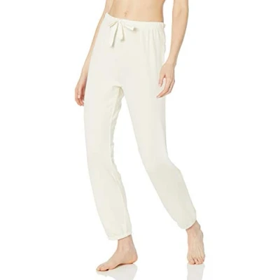 Imagen de Amazon Essentials Pantalón de Pijama Tipo Jogger Tejido Rizo Ligero para Estar en Casa (Disponible Tallas Grandes) Mujer, Blanco Roto, S