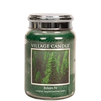 Imagen de Village Candle Balsam Fir Large Glass Jar Scented Candle, 21.25 Net oz Vela, Verde, 768