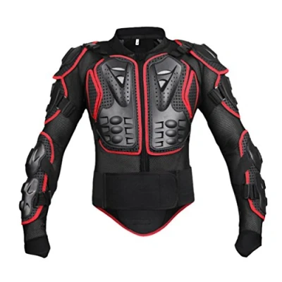 Imagen de Chaqueta protectora para motocicleta, armadura de equitación, snowboard, patinaje, esquí, motocross (negro y rojo, talla 4XL)