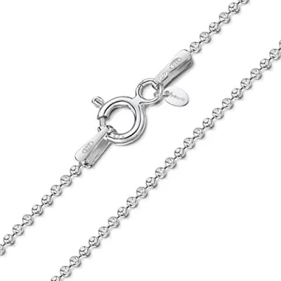 Imagen de Amberta Cadena Bolitas de Plata Collar Ley 925 Bolas 1.1 mm para Hombre Mujer Plata: 60 cm