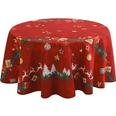 Imagen de Le linge de Jules Manteles, Poliéster, Rojo, Redondo 160 cm