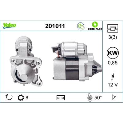 Imagen de VALEO 201011 Motor de arranque 12 0,85 8 RENAULT: CLIO 2, LAGUNA Kangoo I Express