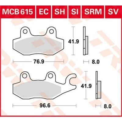 Imagen de TRW Sinter Street MCB615SV Juego de pastillas freno