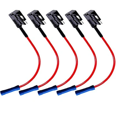 Imagen de QitinDasen 5Pcs Premium 12V / 24V Mediano Portafusibles, Coche Add A Circuit Fusible Tap Adaptador, con Extractor de Fusibles, Ataduras Cables y 15Pcs Estándar Fusibles Cuchilla