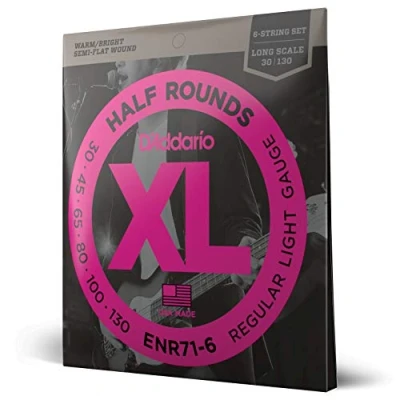 Imagen de D&#039;Addario ENR71 6 XL Half Rounds Regular Light (.030 .130) String Electric Bass Guitar Strings