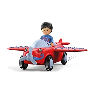 Imagen de Toddys by siku 0116, Leo Loopy, Avión de 3 piezas con luz y sonido, Interconectable, Incluye figura móvil, Motor fricción, Rojo/Gris, A partir 12 meses