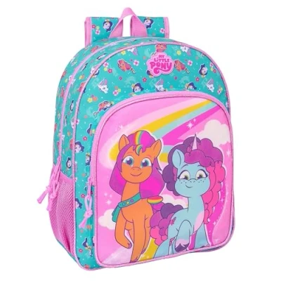 Imagen de Safta MY LITTLE PONY MAGIC Mochila Escolar Niño, Infantil, Adaptable a Carro, Ideal para Niños en Edad Escolar, Cómoda y Versátil, 33x14x42 cm, Color Rosa/turquesa