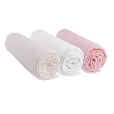 Imagen de Juego de 3 sábanas Funda 70 x 160 cm, Cama bebé, 100% algodón Jersey Rosa Blanco Crudo Extensible Sueño Saludable Marca Easy Dort Oeko Tex Calidad Fabricado en Europa