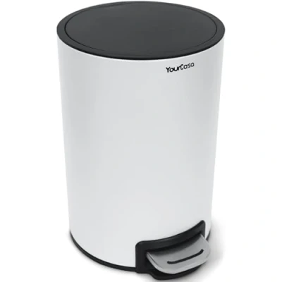 Imagen de YourCasa cubo de basura baño [5L] acero inoxidable para [cierre suave] pequeño con tapa y cierre suave basura, inodoro,