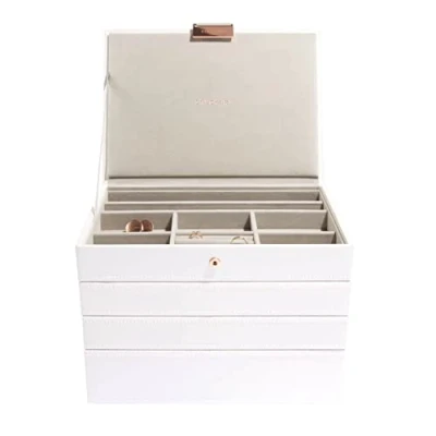 Imagen de Stackers Joyero clásico mediano de oro blanco y rosa, juego 4