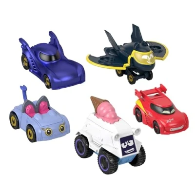 Imagen de Fisher Price Batwheels Batmóvil Pack 5 Coches de Juguete metálicos, Incluye Bam el Batmóvil, Redbird, Kitty, Snowy y Batwing, Inspirado en la Serie, +3 años (HML20)