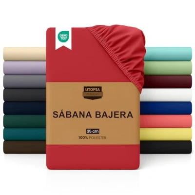 Imagen de Utopia Bedding Sabana Bajera 140x200 Rojo Bolsillo Profundo Microfibra Cepillada (Cama 140)