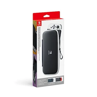 Imagen de Funda + Protector pantalla Nintendo 10008001, Para Switch OLED, 2x protectores de pantalla, Negro