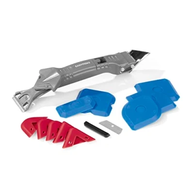 Imagen de EASYmaxx Removedor de silicona 5 en 1, juego herramientas, espátula para juntas, cuchilla juntas y acrílico, color gris rojo