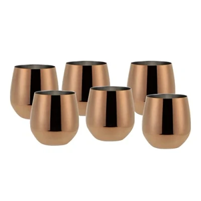 Imagen de ECHTWERK copas de vino, vino tinto, acero inoxidable, irrompibles, vasos inastillables, cóctel, camping, 500 ml, Black Edition, 6 piezas