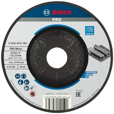 Imagen de Bosch Professional 1x Disco de Desbaste Acodado Standard for Metal (para Metal, Ø 125 x 6 mm, Accesorios Amoladora)